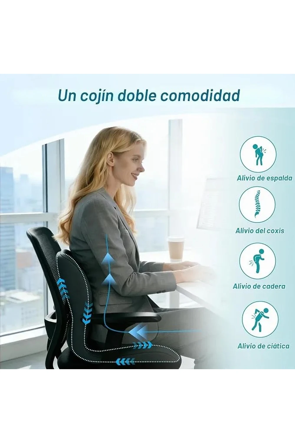 Respaldo Soporte Lumbar Cintura Para Silla O Asiento De Auto Respaldo Soporte Lumbar Cintura Para Silla O Asiento De Auto