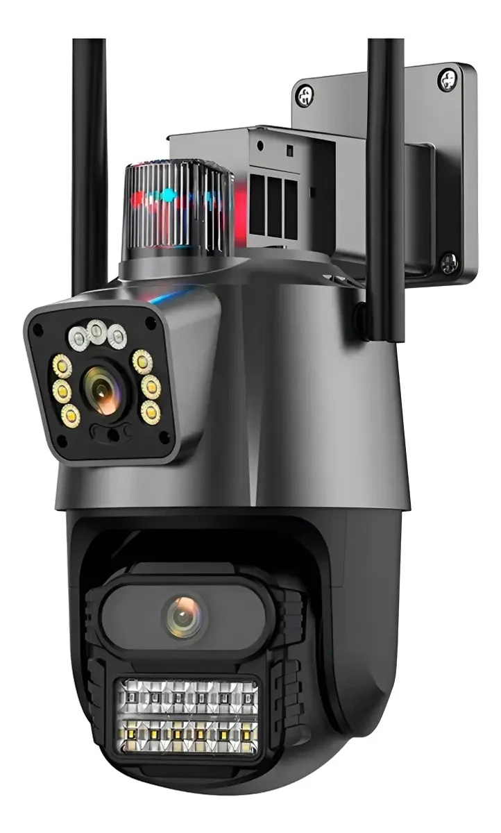 Cámara De Seguridad Ip Wifi Doble Lente Con Alarma Exterior 