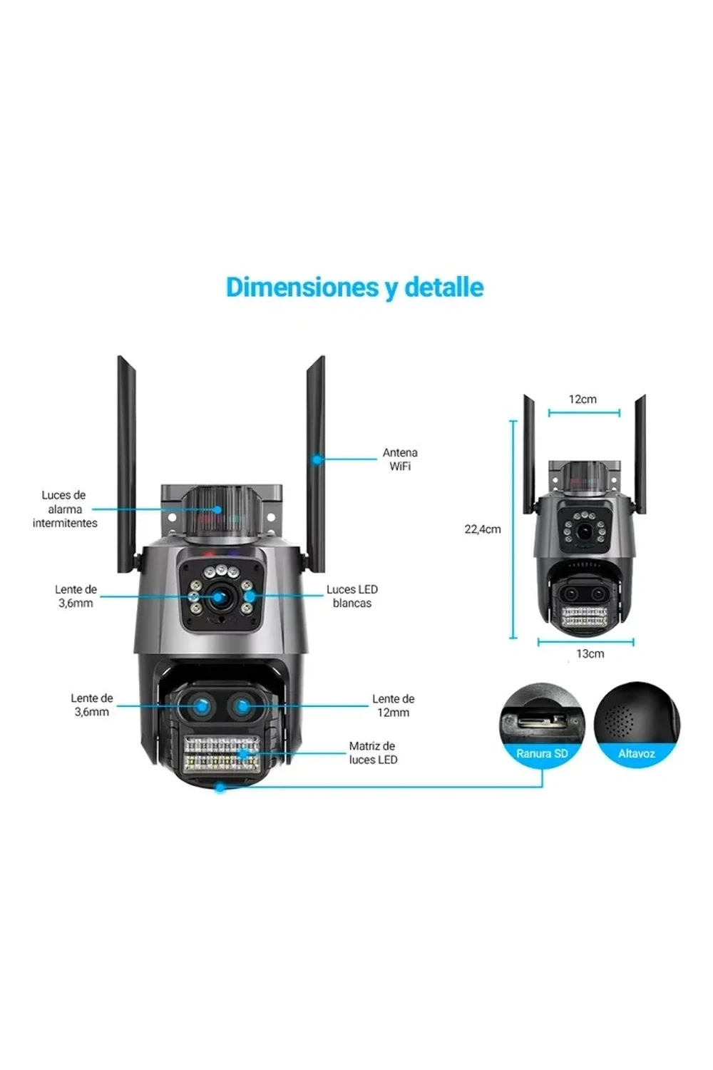 Cámara De Seguridad Ip Wifi Doble Lente Con Alarma Exterior Cámara De Seguridad Ip Wifi Doble Lente Con Alarma Exterior