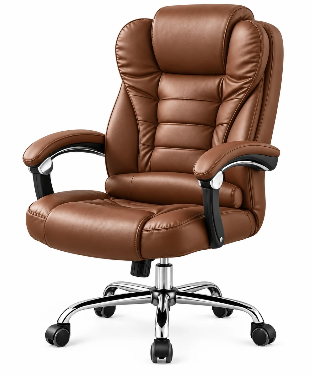 Silla De Oficina Ejecutiva Escritorio Ruedas Eco Cuero 360° - MARRÓN 