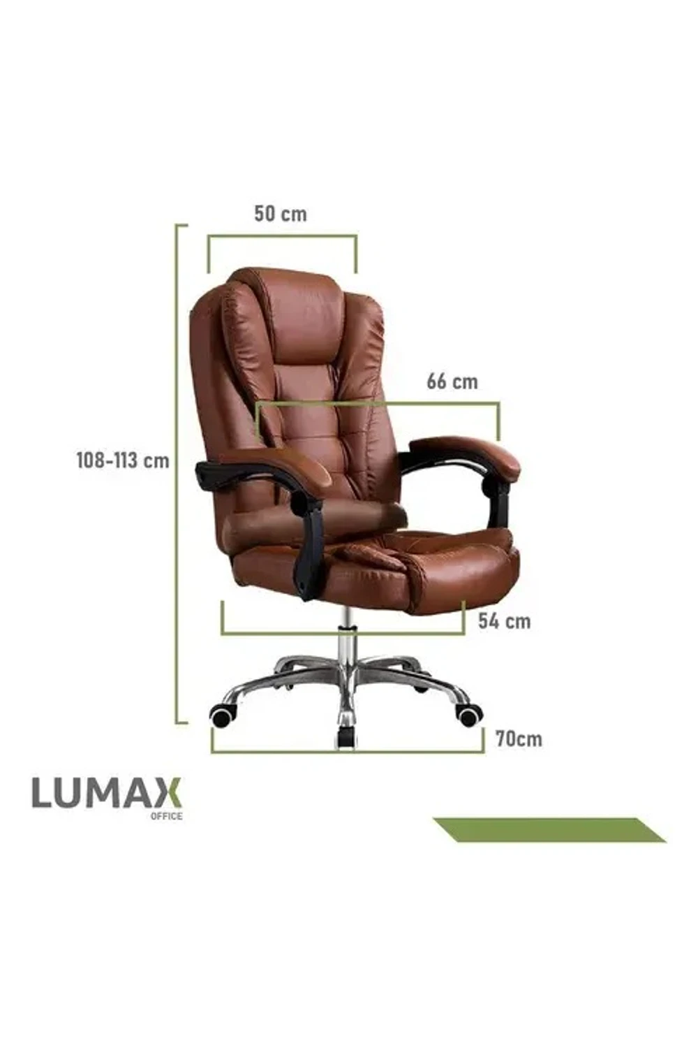 Silla De Oficina Ejecutiva Escritorio Ruedas Eco Cuero 360° MARRÓN
