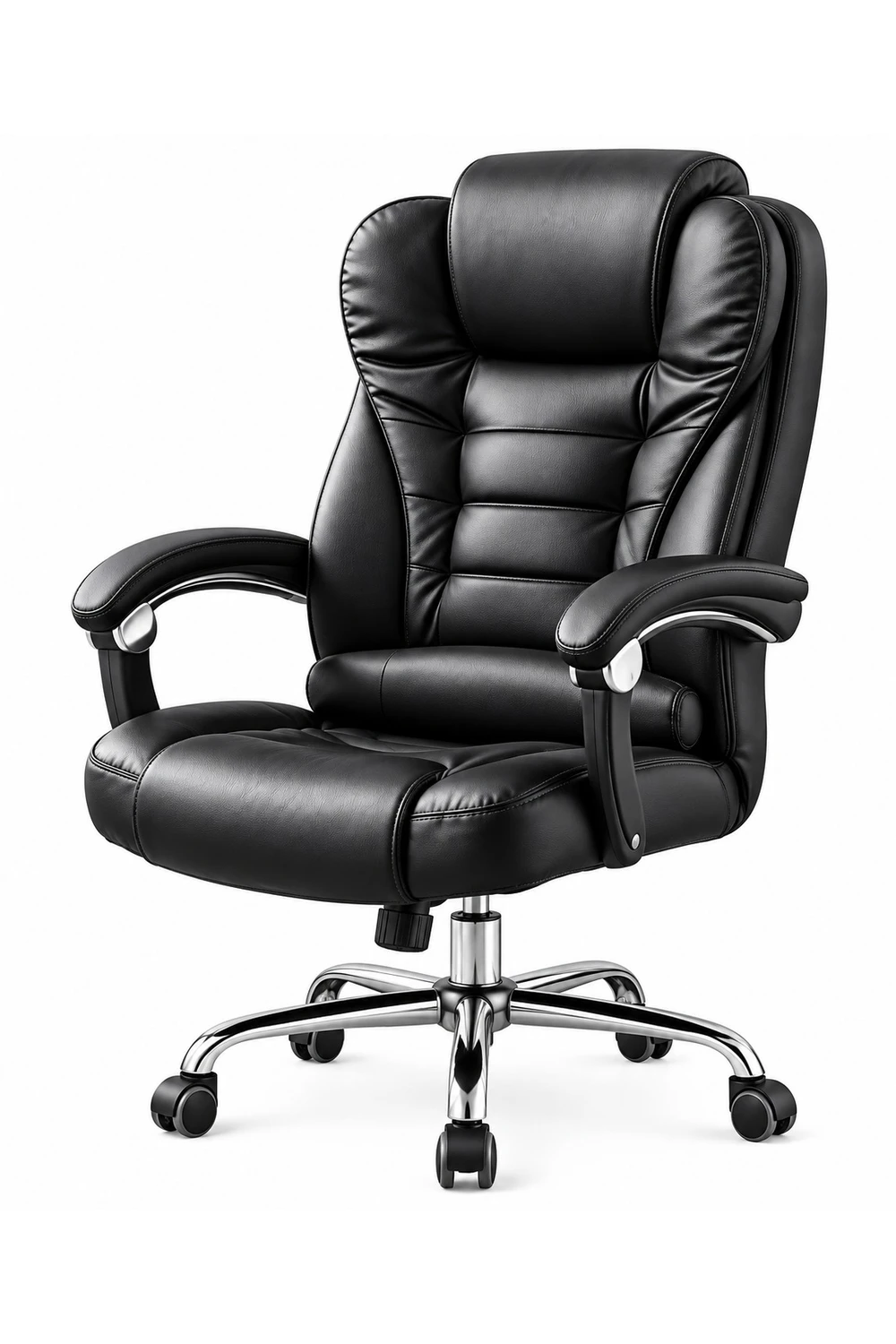 Silla De Oficina Ejecutiva Escritorio Ruedas Eco Cuero 360° NEGRA