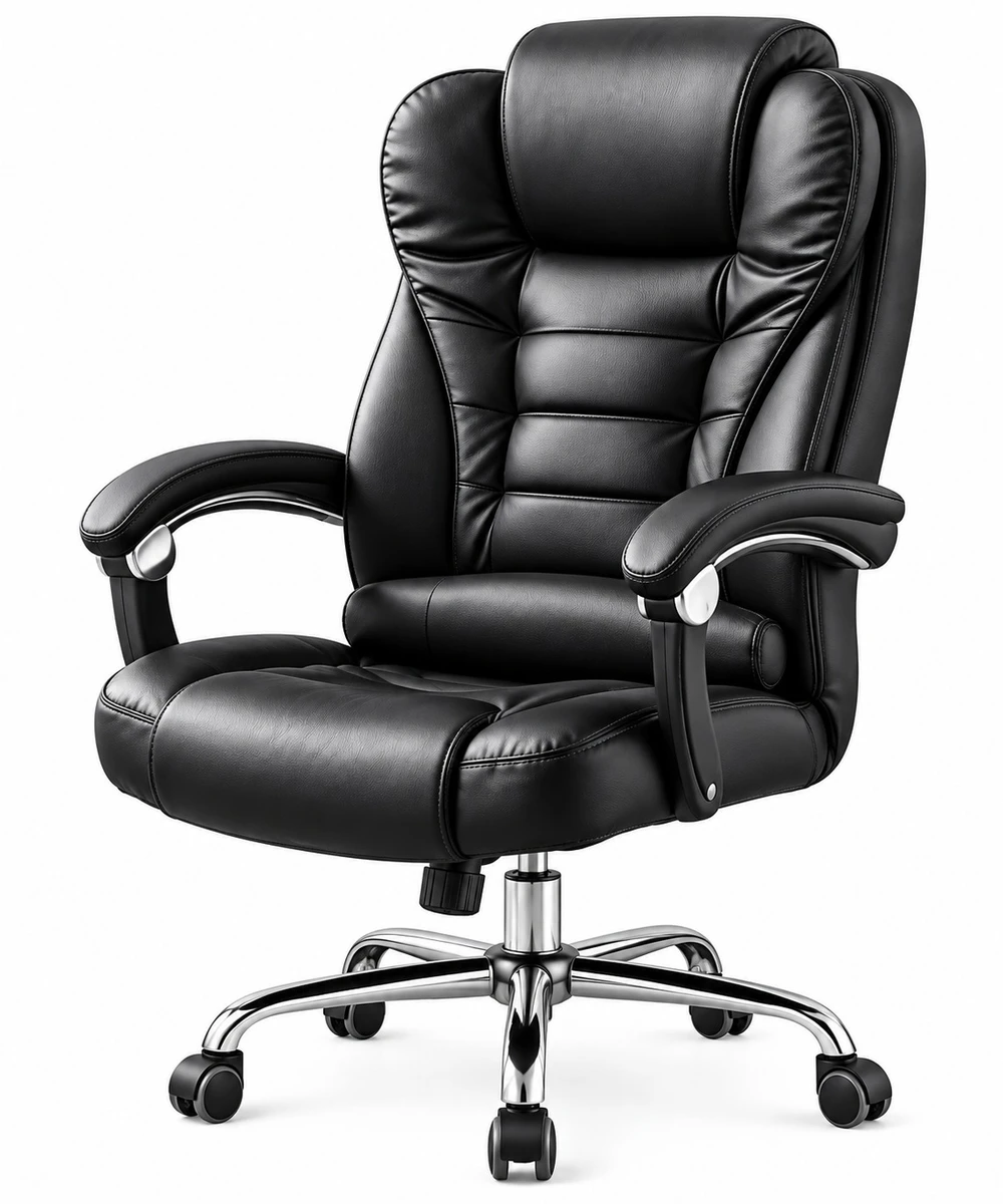 Silla De Oficina Ejecutiva Escritorio Ruedas Eco Cuero 360° - NEGRA 