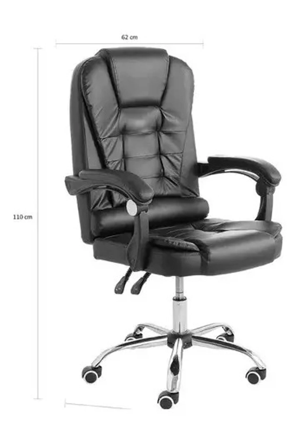 Silla De Oficina Ejecutiva Escritorio Ruedas Eco Cuero 360° NEGRA