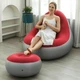 Sillon Inflable Sofa Tipo Puff + Apoya Pies Inflador Cómodo ROJO-GRIS