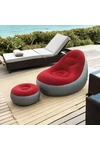 Sillon Inflable Sofa Tipo Puff + Apoya Pies Inflador Cómodo ROJO-GRIS