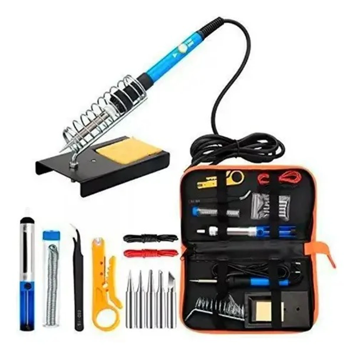 Kit Soldador De Estaño 60w Temperatura Ajustable Con Estuche 