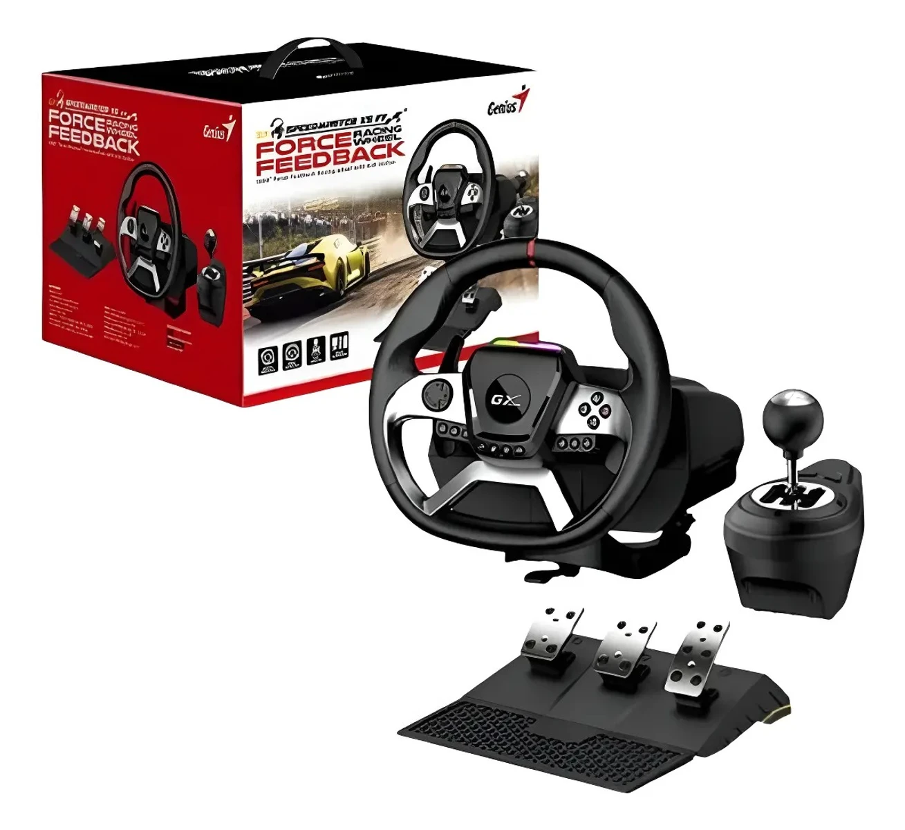 Volante Ps4 Pc Xbox One Genius Vibración Pedales Cambios Pro 
