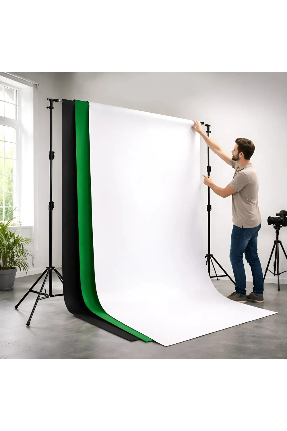 Trípode Soporte Porta Fondos Para Tela Estudio Fotografía Trípode Soporte Porta Fondos Para Tela Estudio Fotografía