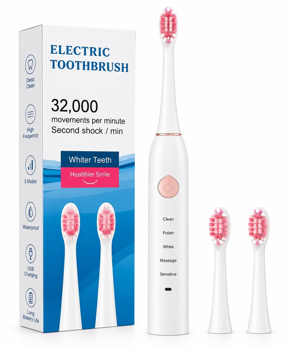 Cepillo Dientes Batería Recargable Dental 4 Puntas Portátil 