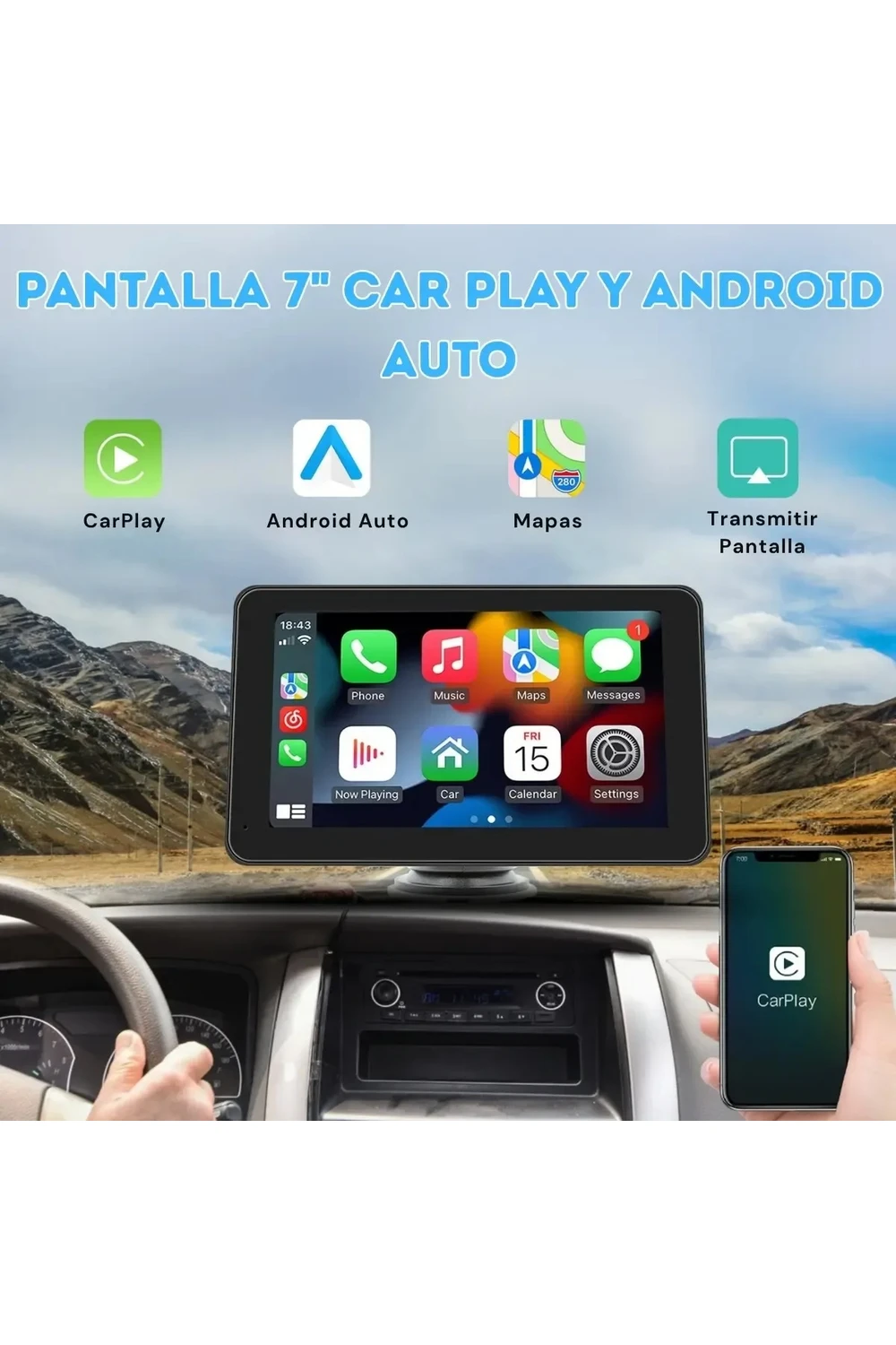 Pantalla Carplay Y Android Auto Inalámbrica Hd 7 Pulgada Pantalla Carplay Y Android Auto Inalámbrica Hd 7 Pulgada