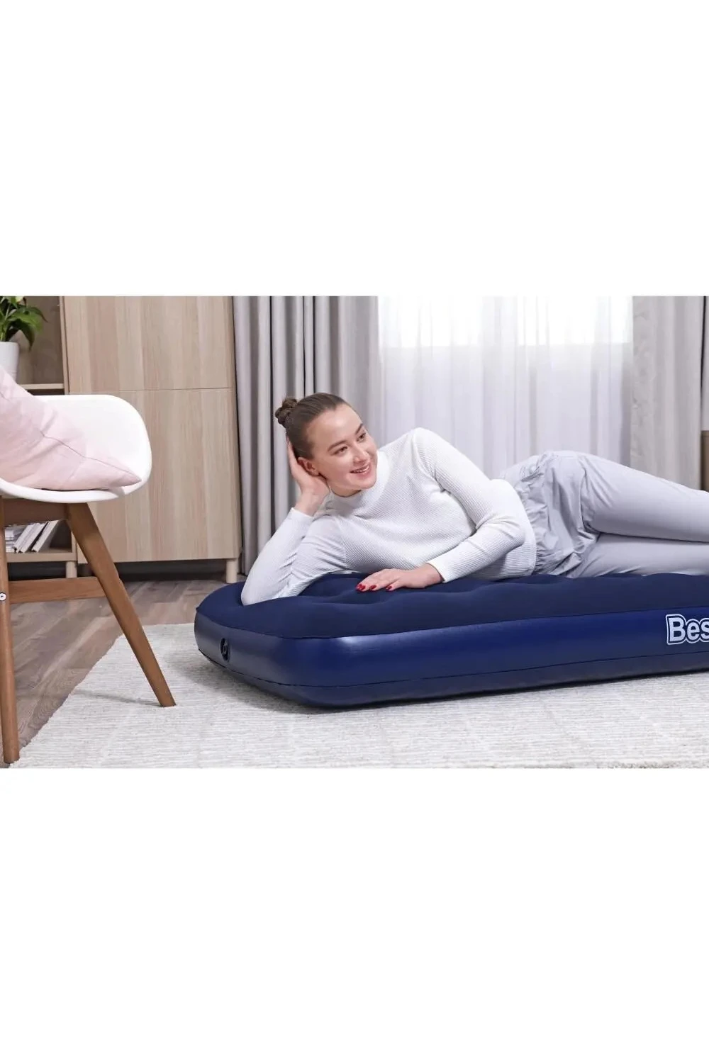 Colchon Inflable 1 Plaza Hogar Cabaña Camping Bestway LG Color Azul Colchon Inflable 1 Plaza Hogar Cabaña Camping Bestway LG Color Azul