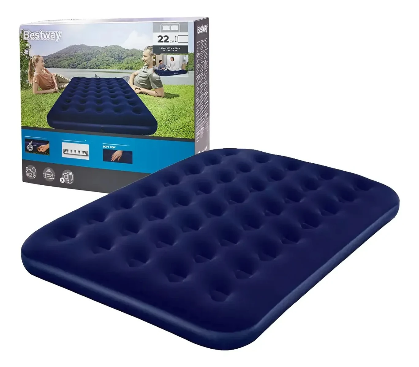 Colchón Inflable Bestway 2 Plazas Portátil Para Camping 