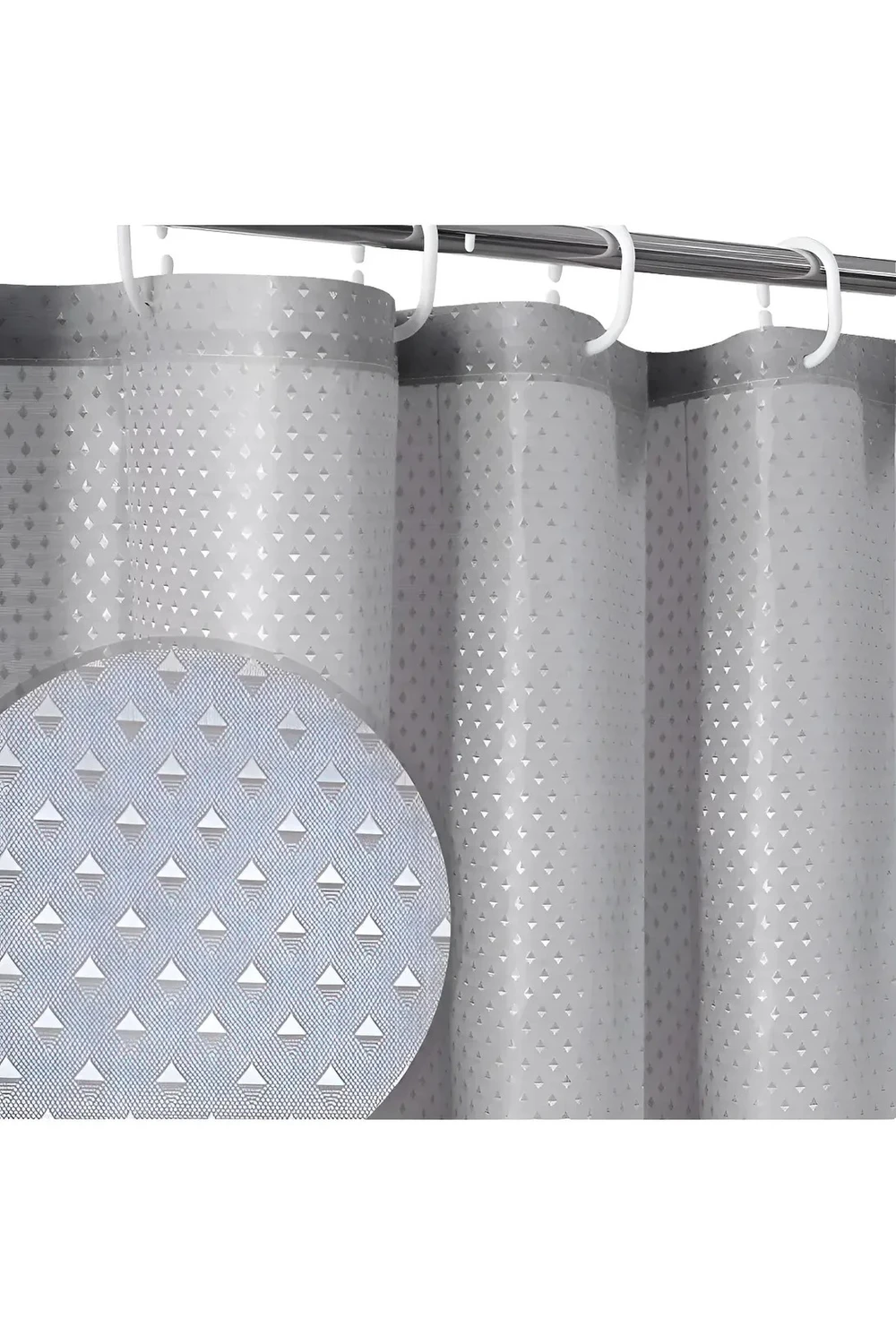 Cortina De Baño Tela Antihongos 180x180cm 12 Ganchos Impermeable Gris