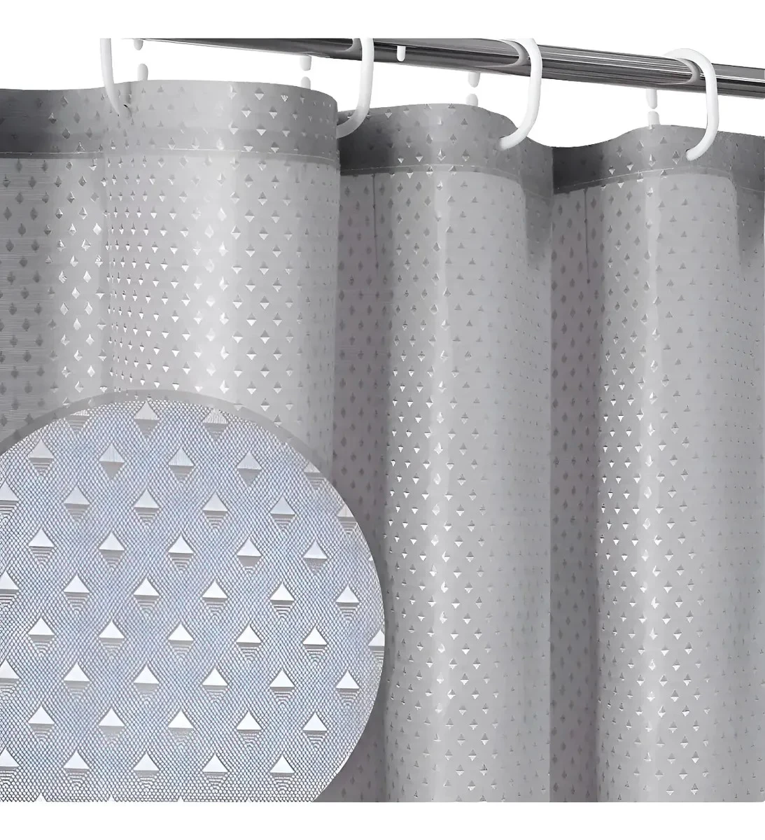 Cortina De Baño Tela Antihongos 180x180cm 12 Ganchos Impermeable - Gris 