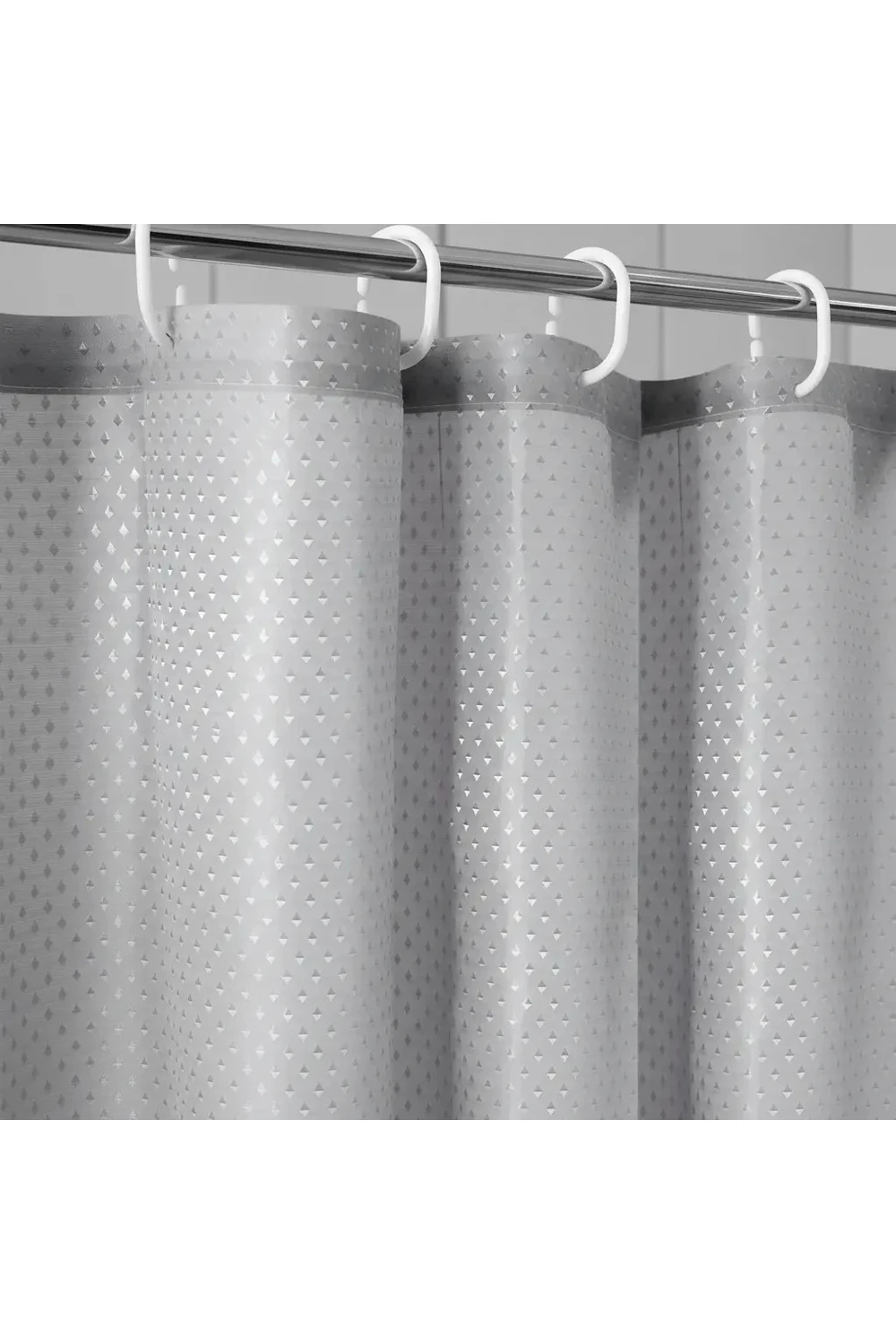 Cortina De Baño Tela Antihongos 180x180cm 12 Ganchos Impermeable Gris
