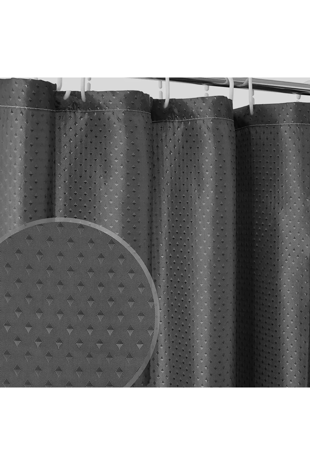 Cortina De Baño Tela Antihongos 180x180cm 12 Ganchos Impermeable Negra
