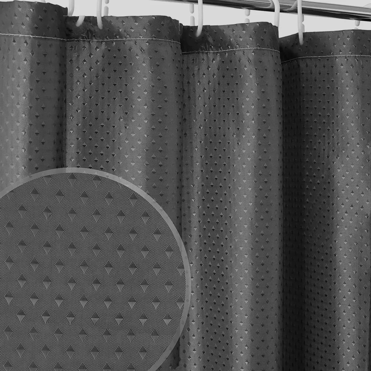Cortina De Baño Tela Antihongos 180x180cm 12 Ganchos Impermeable - Negra 
