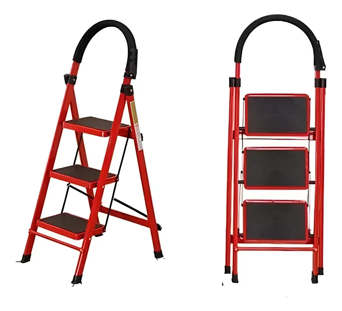 Escalera Plegable De Acero 3 Escalones Patas Antideslizante 