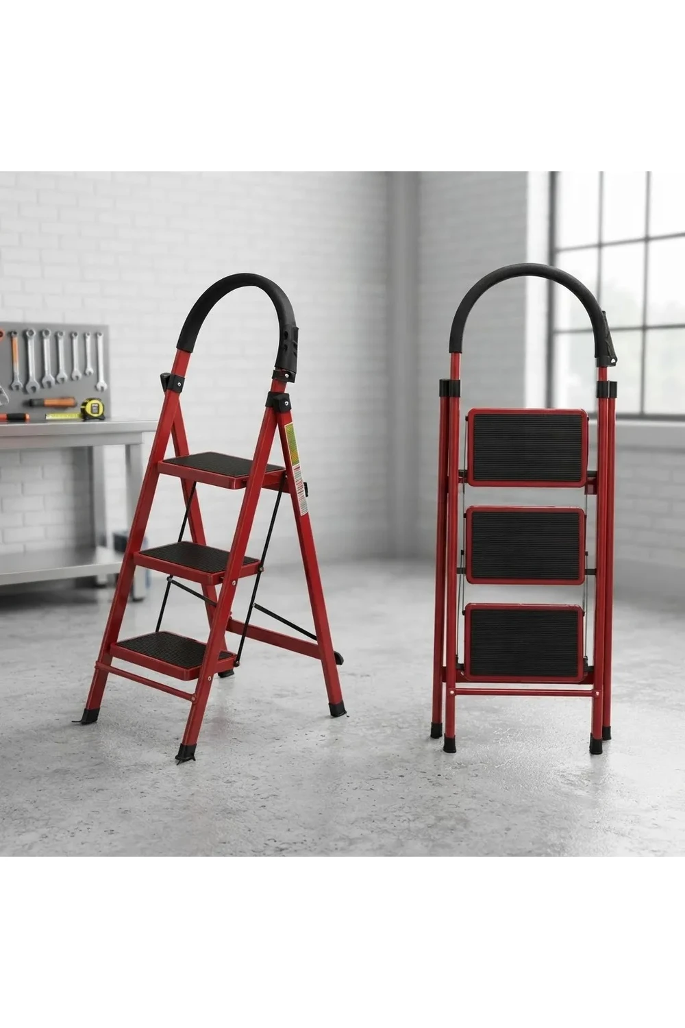 Escalera Plegable De Acero 3 Escalones Patas Antideslizante Escalera Plegable De Acero 3 Escalones Patas Antideslizante