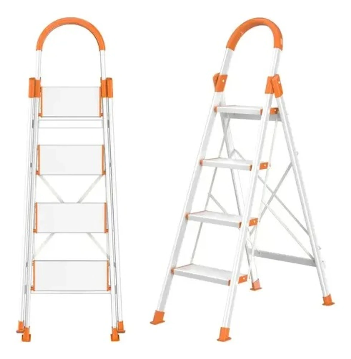 Escalera Plegable 4 Escalones Patas Antideslizante Aluminio 