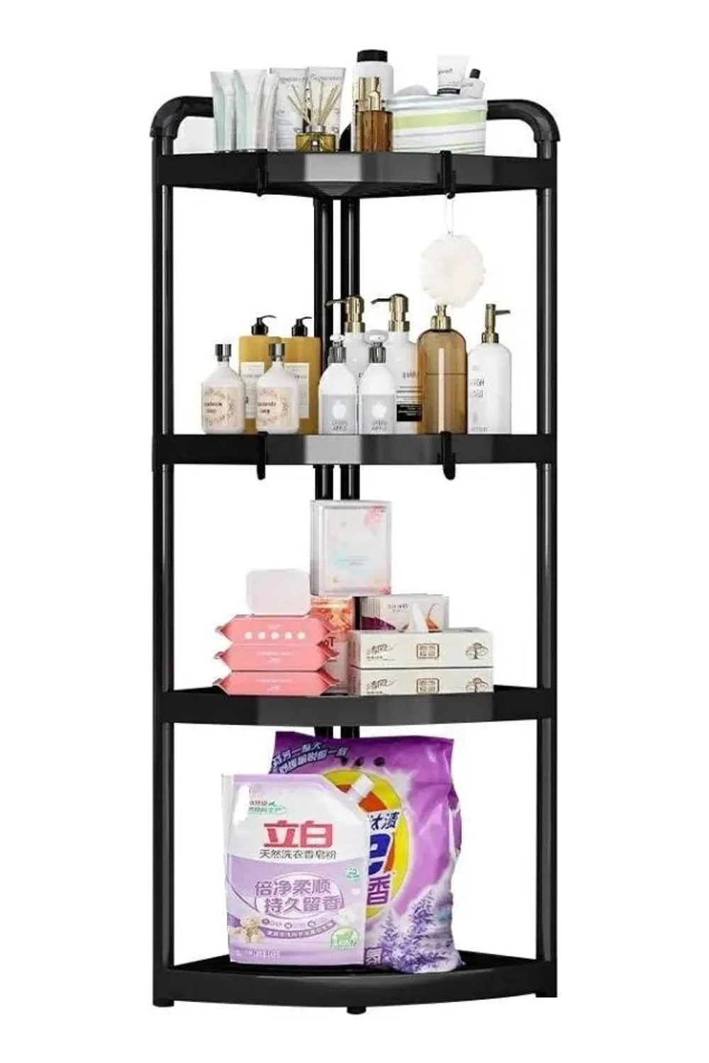 Estante Organizador Esquinero Baño 4 Niveles Modular Negro Estante Organizador Esquinero Baño 4 Niveles Modular Negro