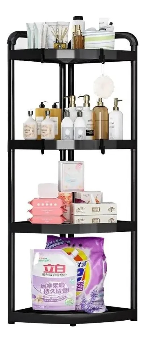 Estante Organizador Esquinero Baño 4 Niveles Modular Negro 