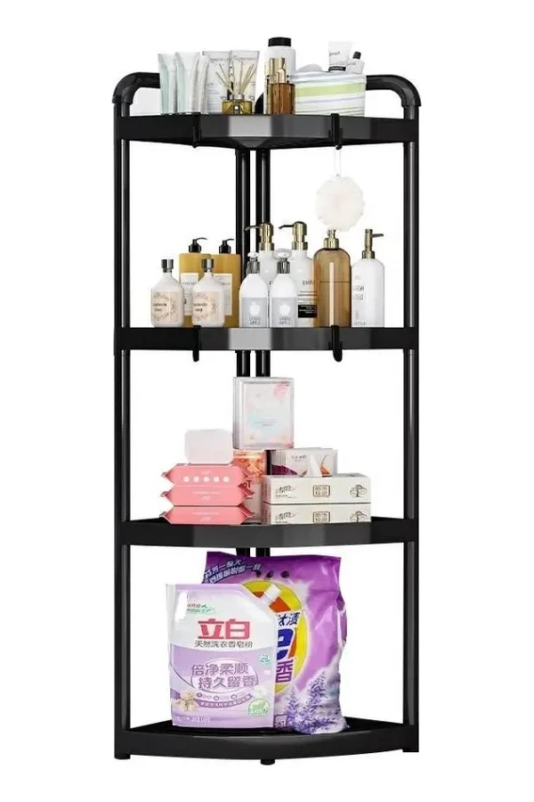 Estante Organizador Esquinero Baño 4 Niveles Modular Negro Estante Organizador Esquinero Baño 4 Niveles Modular Negro