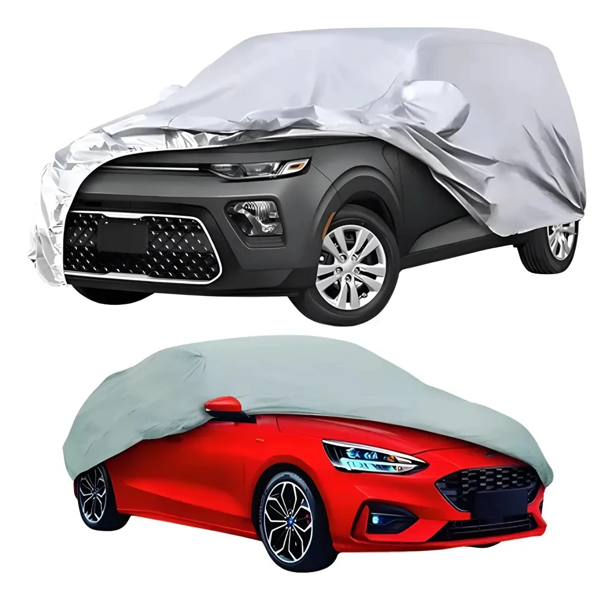 Funda Cubre Auto Impermeable Talle Xl Premium Con Felpa Gris 