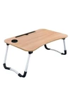Mesa Plegable Para Notebook Tablet + Porta Vaso Desayunador Marrón Claro