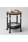 Mesa Auxiliar Ratona Redonda + Ruedas Cesta Metalica Madera Mesa Auxiliar Ratona Redonda + Ruedas Cesta Metalica Madera