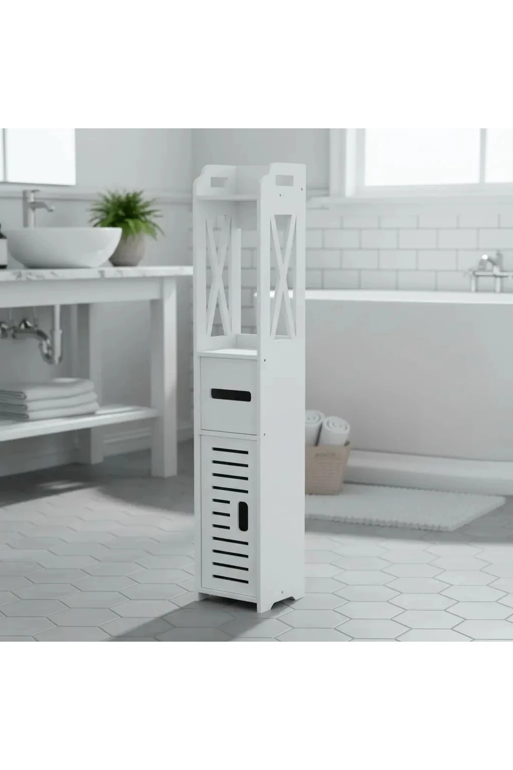 Mueble De Baño Organizador Columna Blanco 80 Cm Multiuso Mueble De Baño Organizador Columna Blanco 80 Cm Multiuso