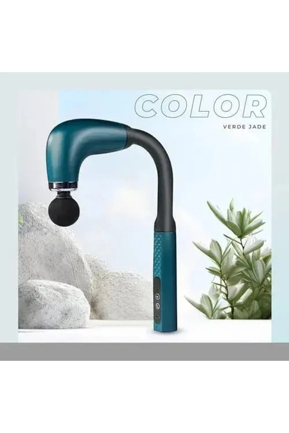 Masajeador Tipo Pistola C/ Brazo Extensor Batería Recargable Verde Jade
