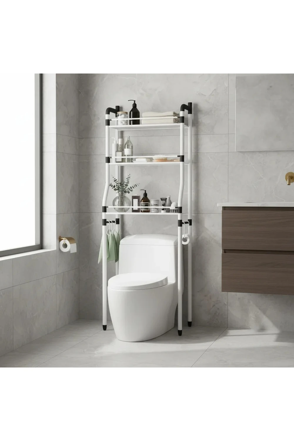Mueble Organizador De Baño Sobre Inodoro 3 Estantes Blanco Mueble Organizador De Baño Sobre Inodoro 3 Estantes Blanco