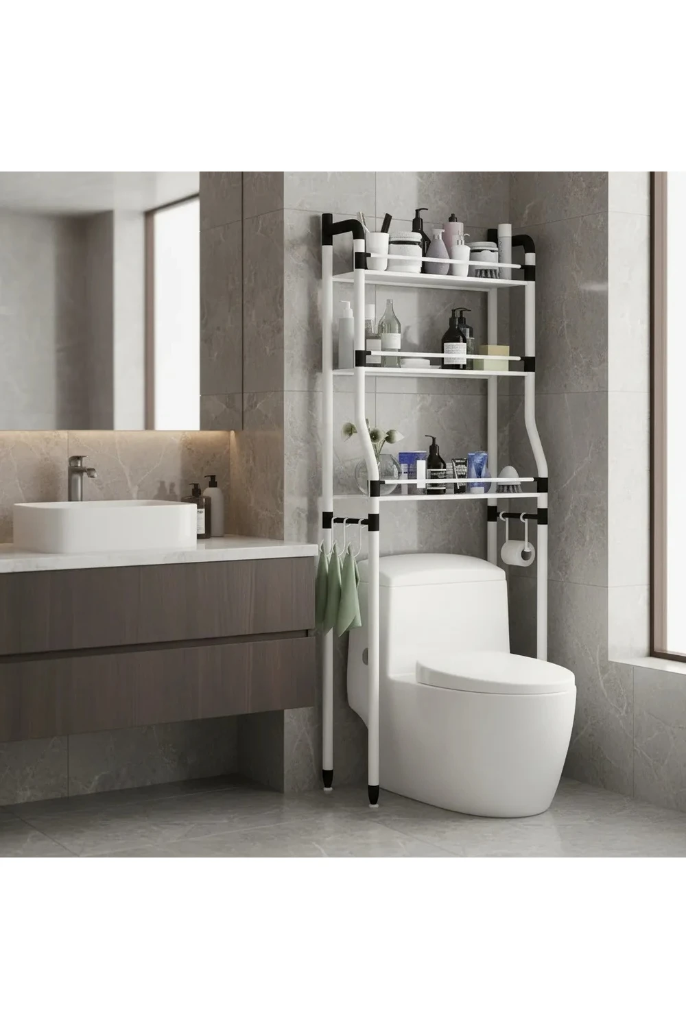 Mueble Organizador De Baño Sobre Inodoro 3 Estantes Blanco Mueble Organizador De Baño Sobre Inodoro 3 Estantes Blanco