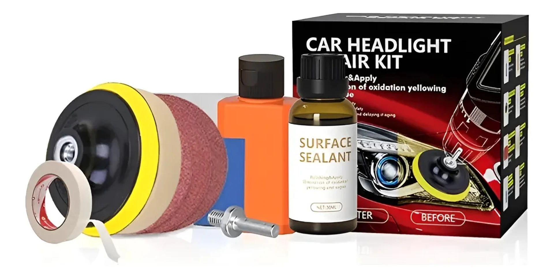 Kit Restaurador Revividor Pulidor De Faros Ópticas De Auto 