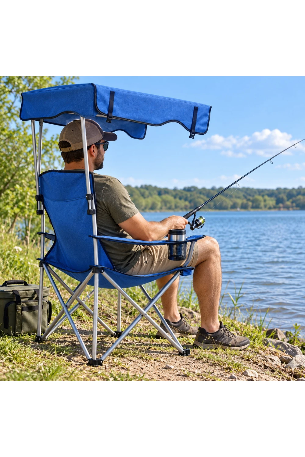 Silla Camping Plegable Reforzada Con Techo Y Posabrazos Silla Camping Plegable Reforzada Con Techo Y Posabrazos