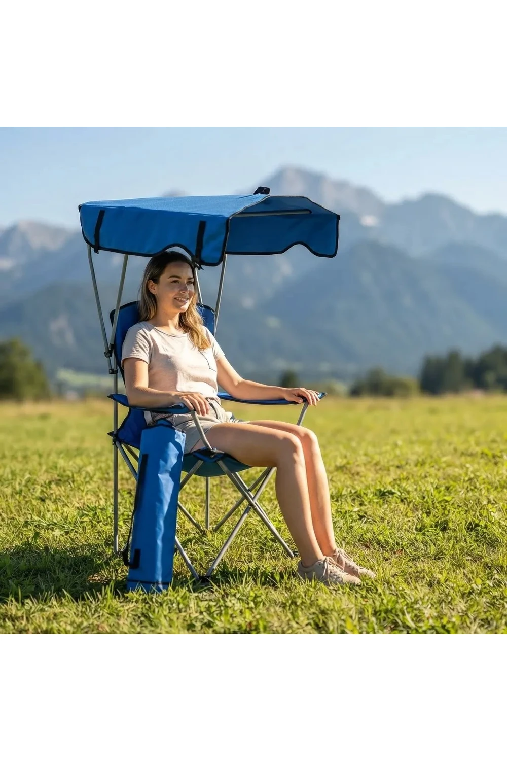 Silla Camping Plegable Reforzada Con Techo Y Posabrazos Silla Camping Plegable Reforzada Con Techo Y Posabrazos