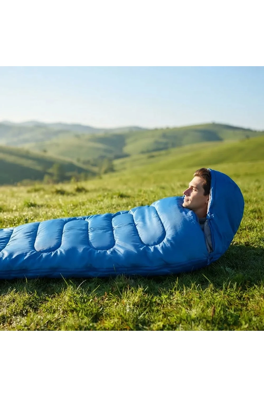 Sobre Saco De Dormir Térmico Camping Impermeable C/ Bolso 2m Celeste