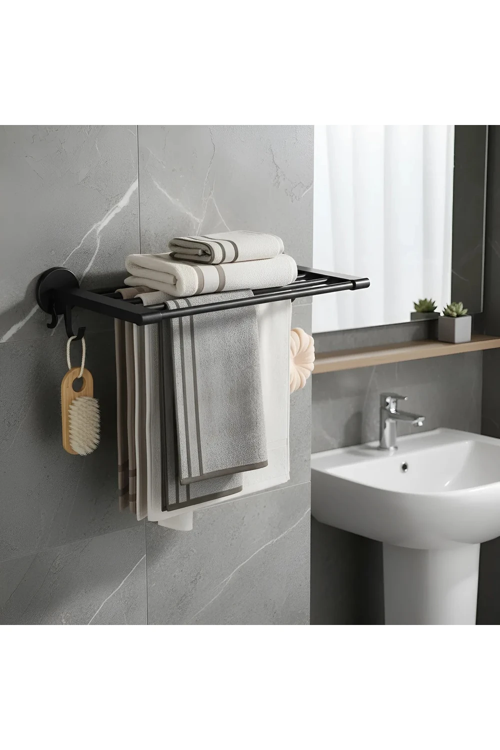 Soporte De Pared Para Toallas Baño Negro Metal Resistente Soporte De Pared Para Toallas Baño Negro Metal Resistente
