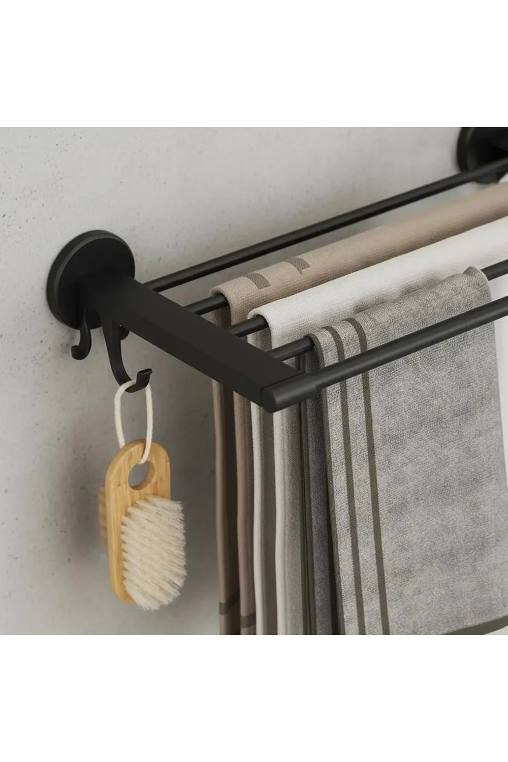 Soporte De Pared Para Toallas Baño Negro Metal Resistente Soporte De Pared Para Toallas Baño Negro Metal Resistente