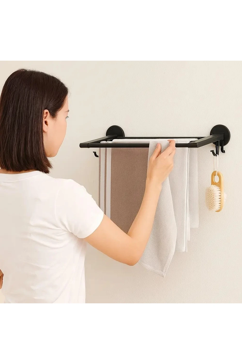 Soporte De Pared Para Toallas Baño Negro Metal Resistente Soporte De Pared Para Toallas Baño Negro Metal Resistente