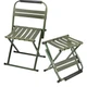 Silla Y Taburete Plegable Respaldo Acero Inox Camping Pesca Verde Musgo