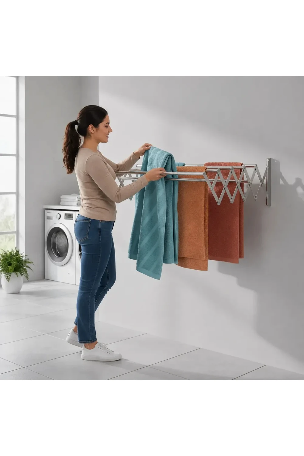 Tendedero Ropa Plegable De Pared 5 Varillas Aluminio Tender Tendedero Ropa Plegable De Pared 5 Varillas Aluminio Tender