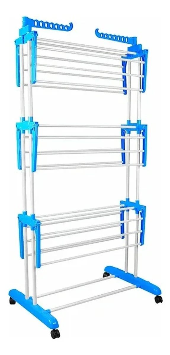 Tendedero Ropa Plegable 3 Niveles + Ruedas +ganchos Perchero 