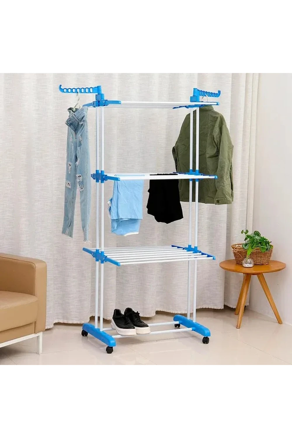 Tendedero Ropa Plegable 3 Niveles + Ruedas +ganchos Perchero Tendedero Ropa Plegable 3 Niveles + Ruedas +ganchos Perchero