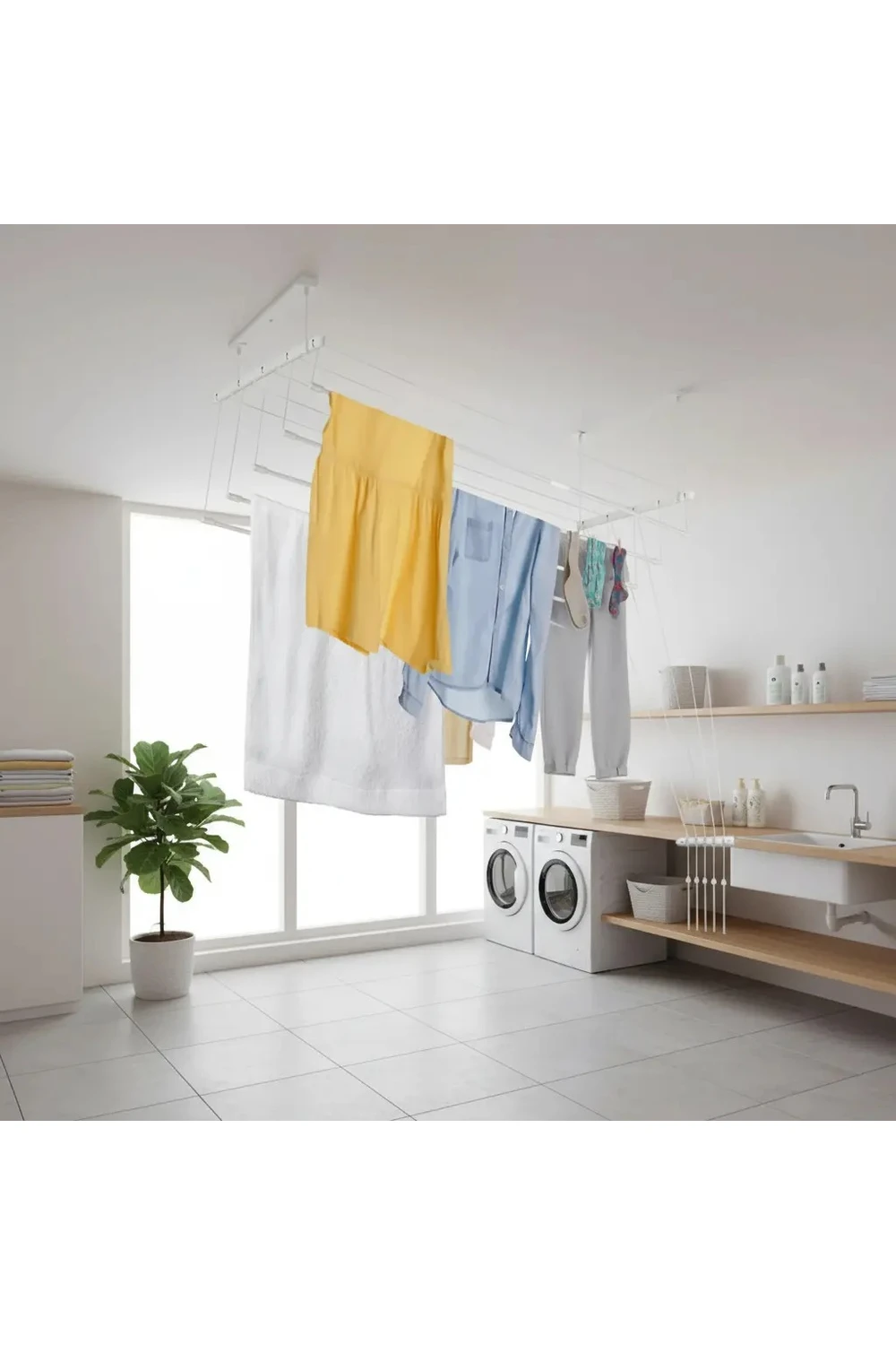 Tendedero Techo Regulable Ropa Plegable Retráctil Reforzado Tendedero Techo Regulable Ropa Plegable Retráctil Reforzado